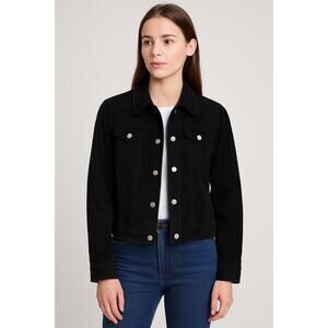 BB Dakota Black Suede Snap Front Jacket Size L